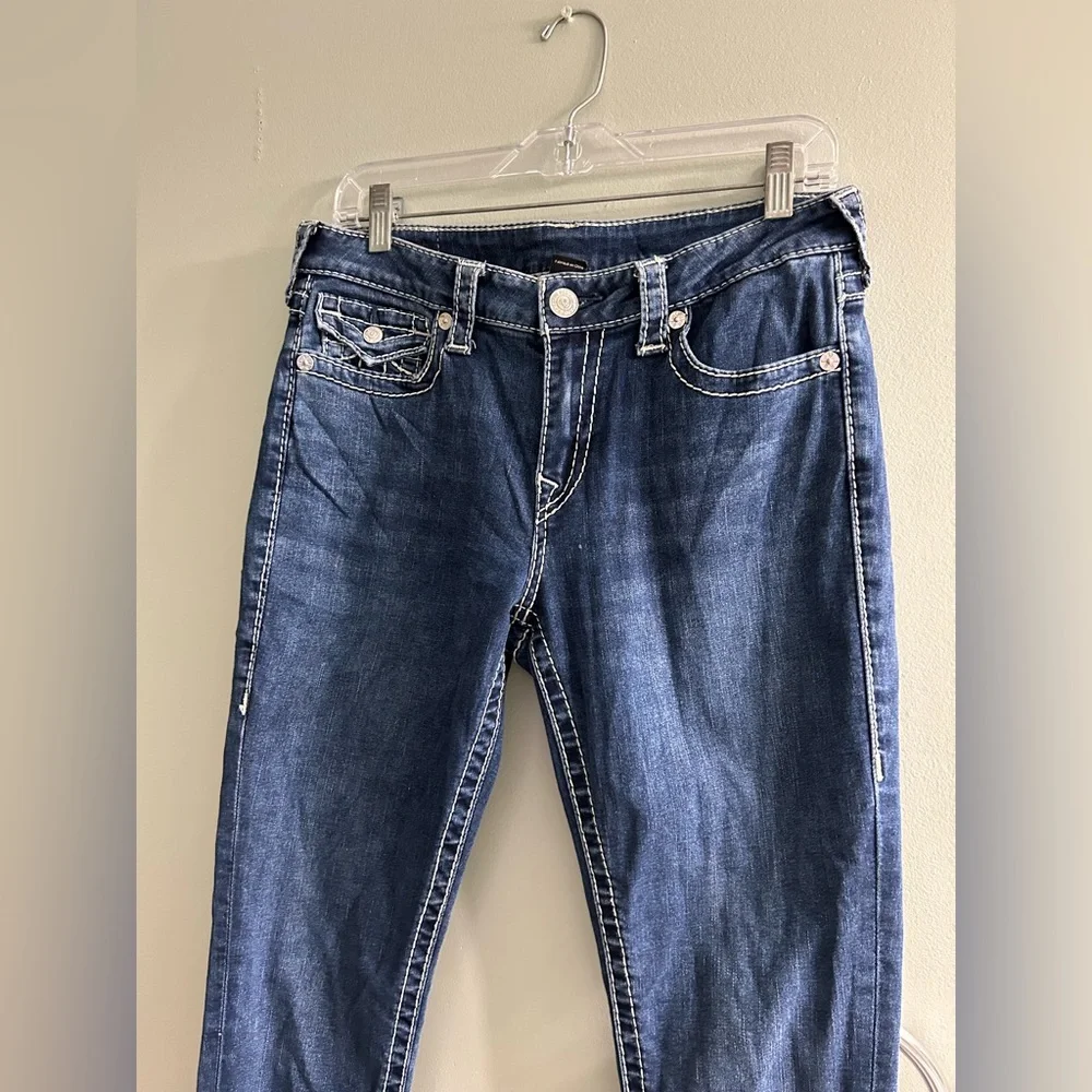 True religion Jennie Big T Mid Rise Curvy Skinny Jean flap pockets Y2K - Picture 11 of 15